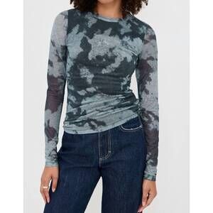 NEW RAG & BONE yana stretch tee in silver multicolored